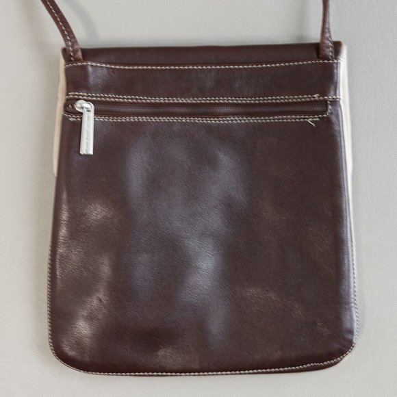 Luis Esteve Crossbody Handbag Womens Small Cream Brown Leather Lined Pockets - Picture 3 of 11